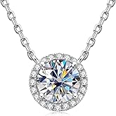 JL LITTLE FOREST Moissanite Necklaces for Women, 1-3 CT Solitaire Pendant 925 Sterling Silver Jewelry Mother's Day Wedding Gifts for Her