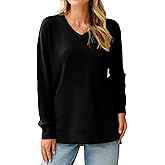 Glamaker Women's Long Sleeve V Neck Sweatshirt Air Essentials Soft Loose Pullover Sweatshirts