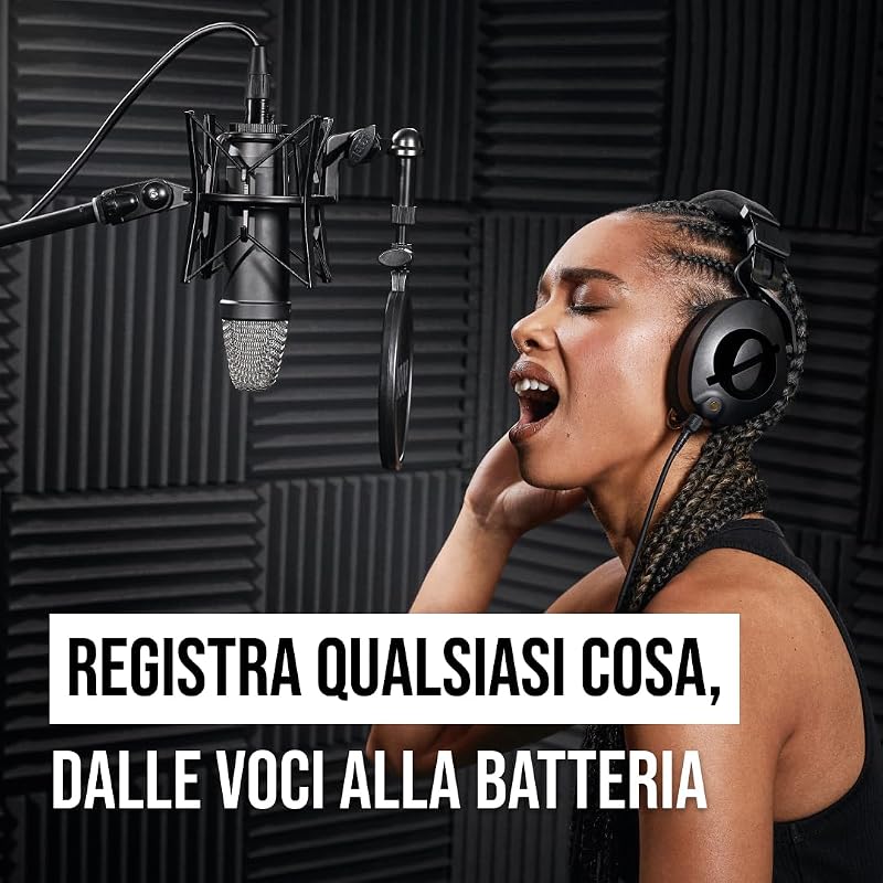NT1 Signature Series, microfono a condensatore a diaframma largo con supporto antiurto, filtro anti-pop e cavo XLR per produzione musicale, registrazione vocale, streaming e podcasting (Nero)