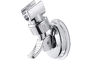 Adjustable Shower Head Holder with Removable Suction Cup, No Drill Bathroom Shower Bracket, 360° Rotating Chrome Polished Mou