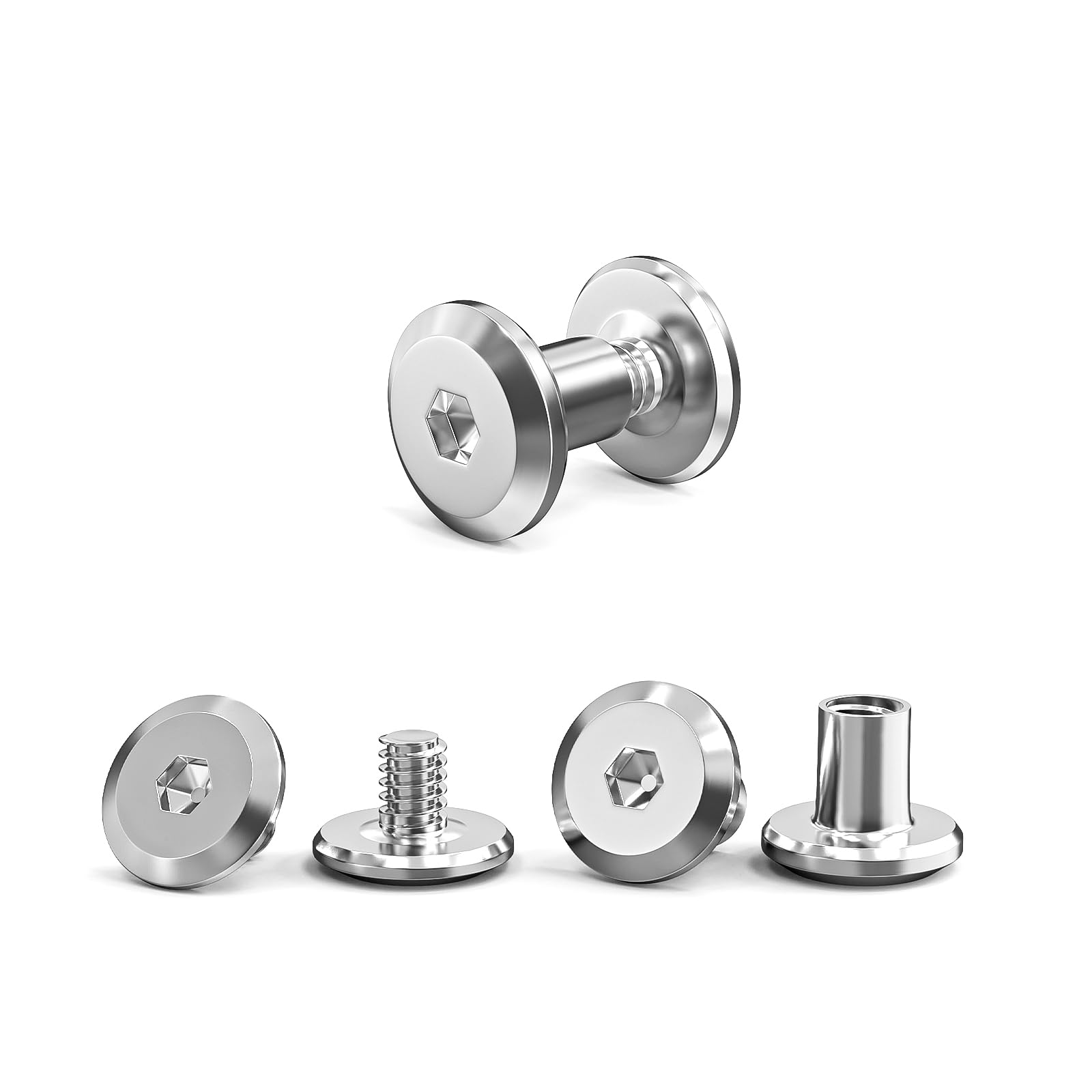 30pc M6 Furniture Connecting Screws Bolts＆Sleeves(30x furniture screws,30x sleeve screws), M6x10 Cabinet Connector Furniture Screw Bolts, Cupboard Joining Fixing Bolt Screw for Kitchen Cabinet Carcase