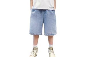Teen Boys Oversized Jean Shorts High Waist Wide Leg Loose Bermuda Jorts Teen Summer Knee Length Denim Shorts Kids Casual Pant