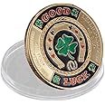 SW AINYROSE Poker Card-Guard Coin Collectibles Table Games Poker - Good Luck w/Plastic Case, Las Vegas Good Luck Horseshoe/Shamrock Poker Coin Chip Card Guard Protector