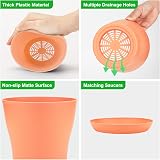 KINGLAKE 8Pcs 10cm Plastic Colorful Plant Pots with Trays Indoor Garden Set view 3