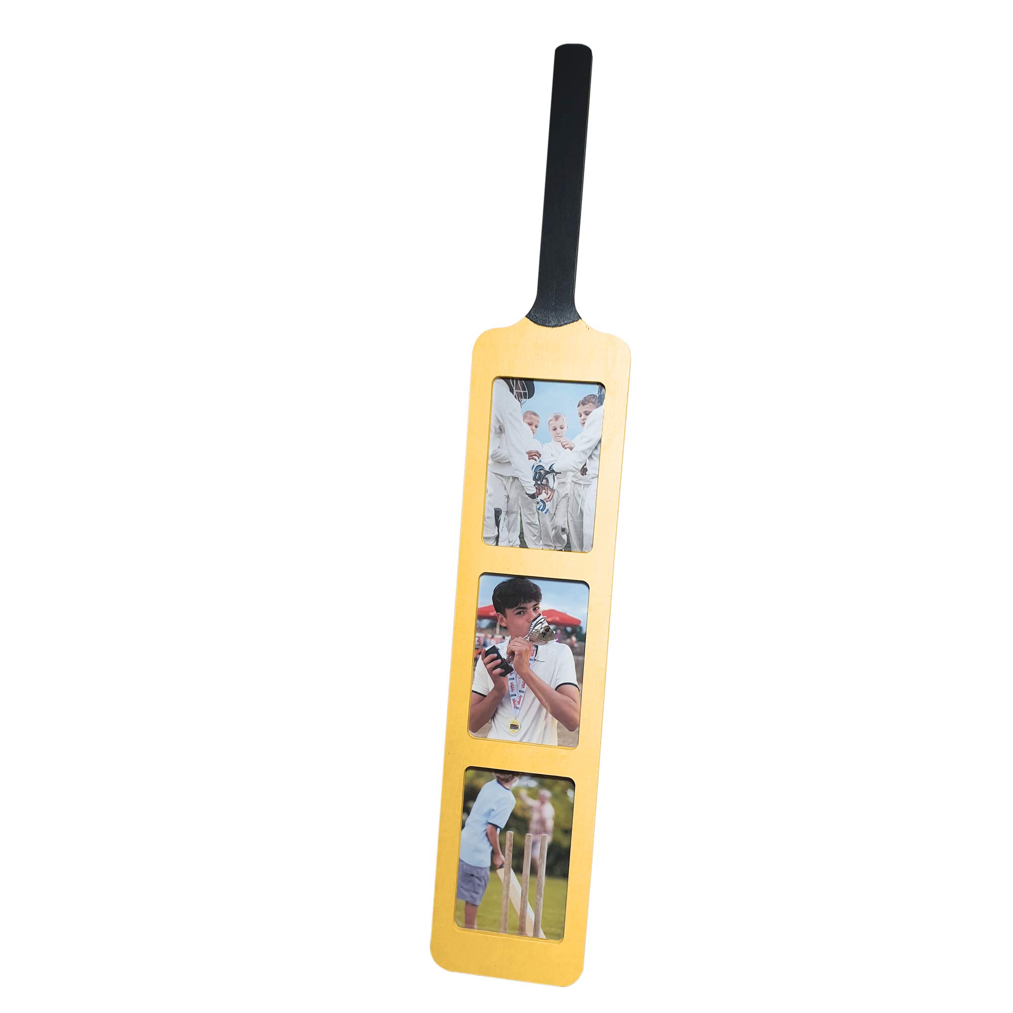 Cricket Bat Photo Frame Holds Three 6x4 inch Photos Wall-Mounted or Freestanding