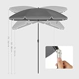 SONGMICS 2 m Parasol Beach Umbrella UPF 50+ Grey GPU065G01 view 5