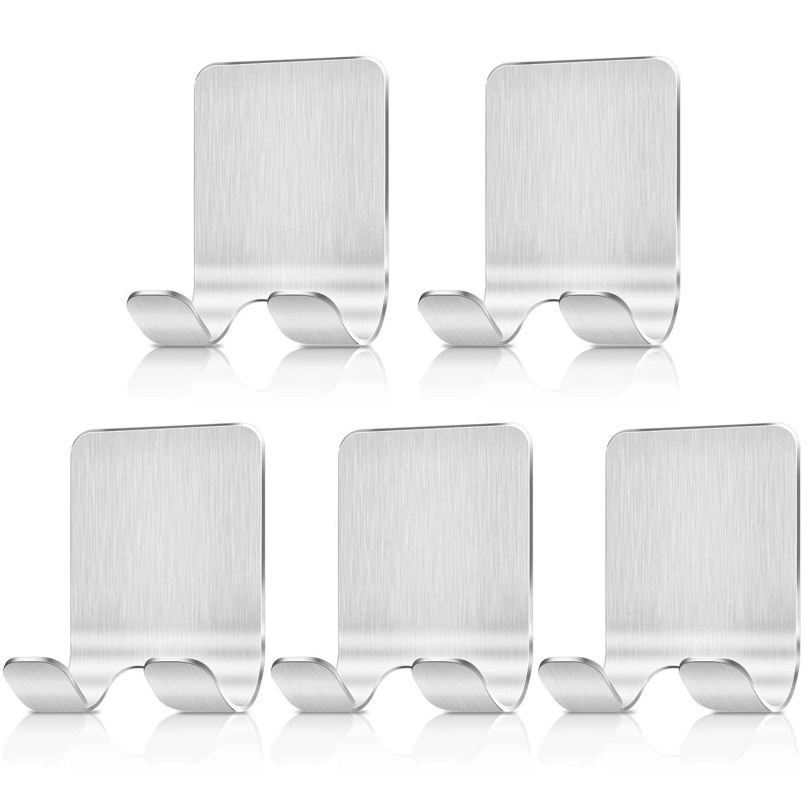 Bolatus 5Pcs Razor Holder, Multi-Purpose Hook Self-Adhesive Stainless Steel Waterproof Bathroom Shaver Holder for Shower Shaving Razor Plug Keys Kitchen Utensils Towel Robe