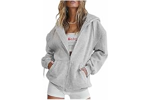 SUMENSUMEN Womens Full Zip Up Hoodies TeenGirls Oversized Sweatshirt Y2K Cute Fall Tops Casual Drawstring Jacket with Pockets