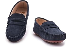 DADAWEN Toddler Little Kid Boys Girls Soft Suede Leather Slip On Loafer Flats Dress Shoes Casual Boat Shoes Wedding Church School Oxford Shoes Loafers