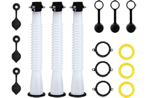 KP KOOL PRODUCTS Universal Gas Can Spout Replacement, Gas Can Nozzle with Gasket, Stopper, Collar Caps (Black and Yellow) & gas can vent caps, Pack of 3