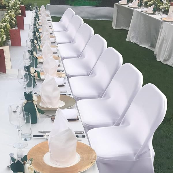 BABENEST SPANDEX FOLDING CHAIR COVERS – 30PCS UPGRADED UNIVERSAL STRETCH WASHABLE FITTED CHAIR SLIPCOVERS PROTECTOR FOR WEDDING, HOLIDAYS, BANQUET, PARTY, EASTER CELEBRATION (WHITE)