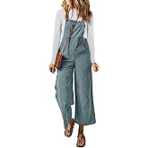 Happy Sailed Women Corduroy Overalls Winter Fall Casual Loose Sleeveless Adjustable Strap Wide Leg Jumpsuits with Pockets