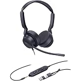 Yealink UH42 SE Wired Headset, USB-A/C &amp; 3.5mm,in-Line Controls, On-Ear | Stereo Computer Headphones, Teams/Zoom Certified, Noise Cancelling Microphone, PC/Laptop/Phone, 7ft Cable, Call Center,Office
