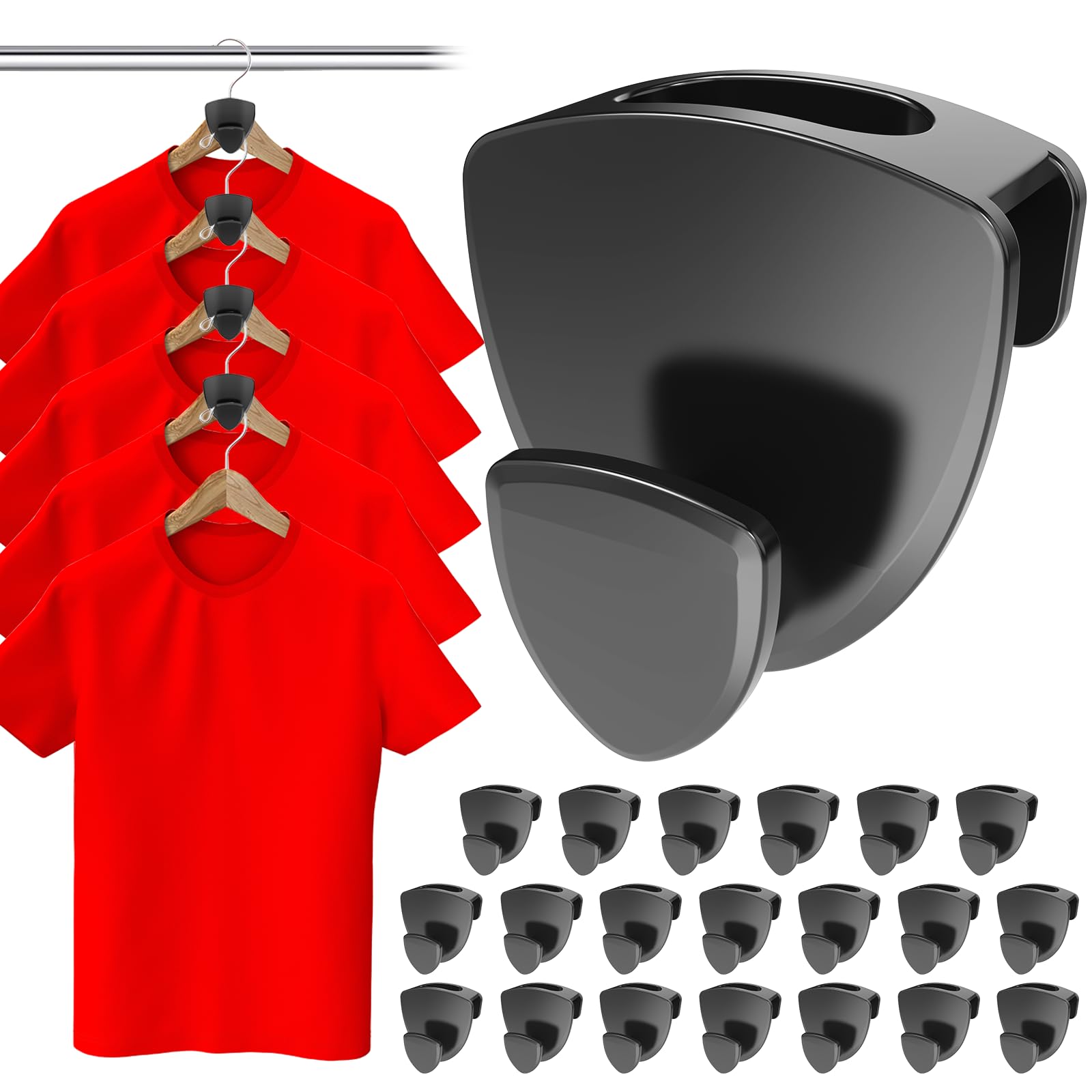 Latoxcaa Kleiderbügel Platzsparend 20 Stück - Schwerlast Organizer bis 20KG | Stabile platzsparende Kleiderbügel zur Kleider-Aufbewahrung | Schwarz