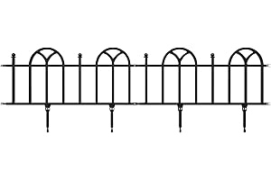 Pure Garden Garden Edging Border- Flower Bed Edging for Landscaping- Victorian Fence, 4 Piece Set of Interlocking Outdoor Law