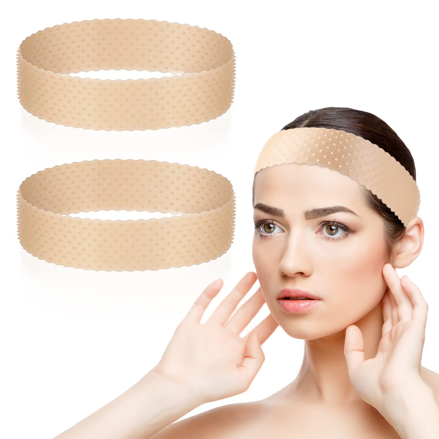 2 Pcs Silicone No-Slip Wig Grip Band - Transparent, Adjustable for Women & Men - Fixes Wig in Place
