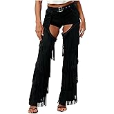 Zaldita Chaps for Women Cowgirl Pants Fringe Cowboy Assless Chaps Western Pants Trousers for Club Party