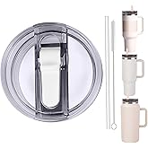 Replacement 40oz Leak Proof Tumbler FLIP Lid With Straw - Fit For Stanley ProTour Quencher 40oz and Quencher H2.0 40oz,64oz Tumbler (Polar, 40oz and 64oz)