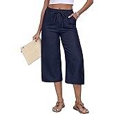 EdgeVibe Womens Capri Pants Summer Elastic Waist Casual Business Pants Work Lounge Pants with Pockets
