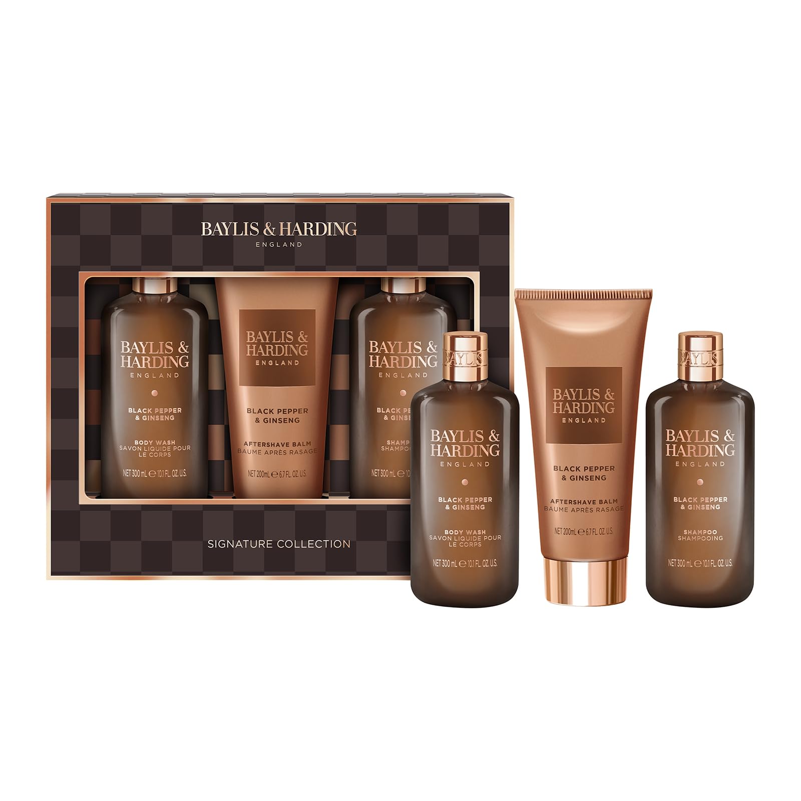 Baylis & Harding Black Pepper & Ginseng Men's Luxury Bathing Trio Gift Set - Vegan Friendly — image 1