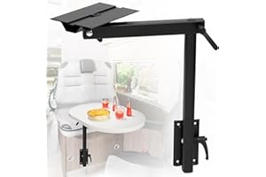 VIREGO Aluminum Alloy Removable Table Leg RV, 360 Degree Rotation Laptop Table Leg, Height Adjustable Table Leg Bracket for RV Caravan Motorhome Yachts, Easy to Install, 60IBS (Black)