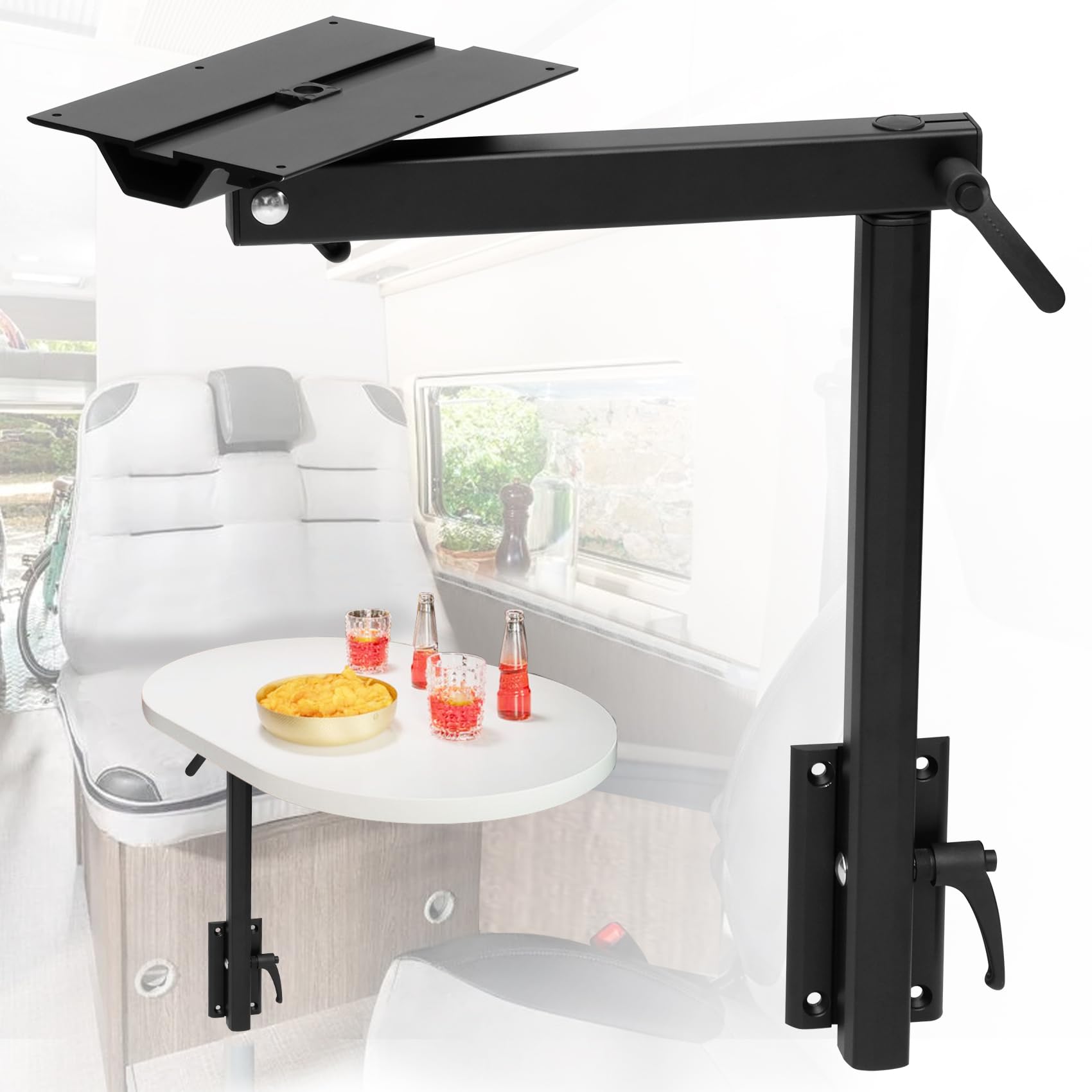 Photo 1 of Virego Aluminum Alloy Removable Table Leg RV, 360 Degree Rotation Laptop Table Leg, Height Adjustable Table Leg Bracket for RV Caravan Motorhome Yachts, Easy to Install (Black)