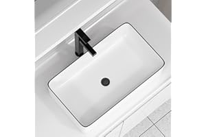 Vessel Sink Rectangular For Bathroom - Fulorni 24"x14" White Bathroom Vessel Sink with Black Rim Above Counter Rectangle Vanity Lavatory Bath Sink Basin