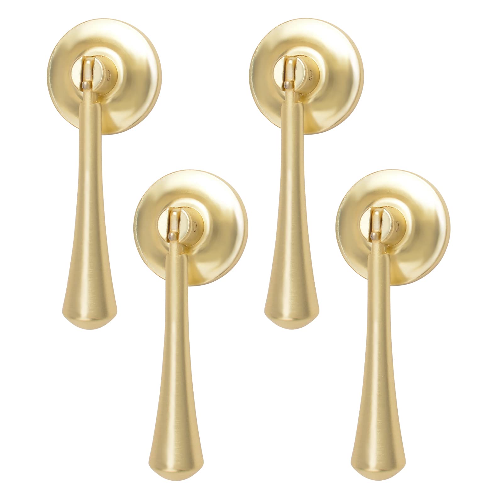MOROBOR Teardrop-Shaped Cabinet Pulls, 4pcs Solid Brushed Gold Pendant Handles Knob Zinc Alloy Handles Knobs with Mounting Screw for Cabinets Drawer Door Furniture Decorative — image 1