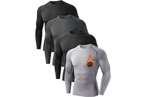 Mexholin 4 Pack Thermal Shirt Men Fleece Lined Long Sleeve Compression Shirts Warm Base Layer Men,Thermal Underwear Top