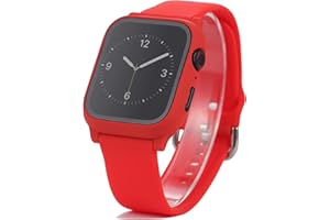 LASLLAVES 3 in 1 for Apple Watch Band with Case,Silicone Silky Wrist Strap with PC Hard Cover Built-in Tempered Glass Screen Protector for iWatch SE Ultra Series 10 9 8 7 6 5 4