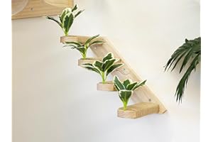 Meowoou Cat Wall Shelves,Modern & Durable 4 Steps Sisal Rope Stairs & Perch for Cat Climbing Wall Systems with Leaves Left Step D