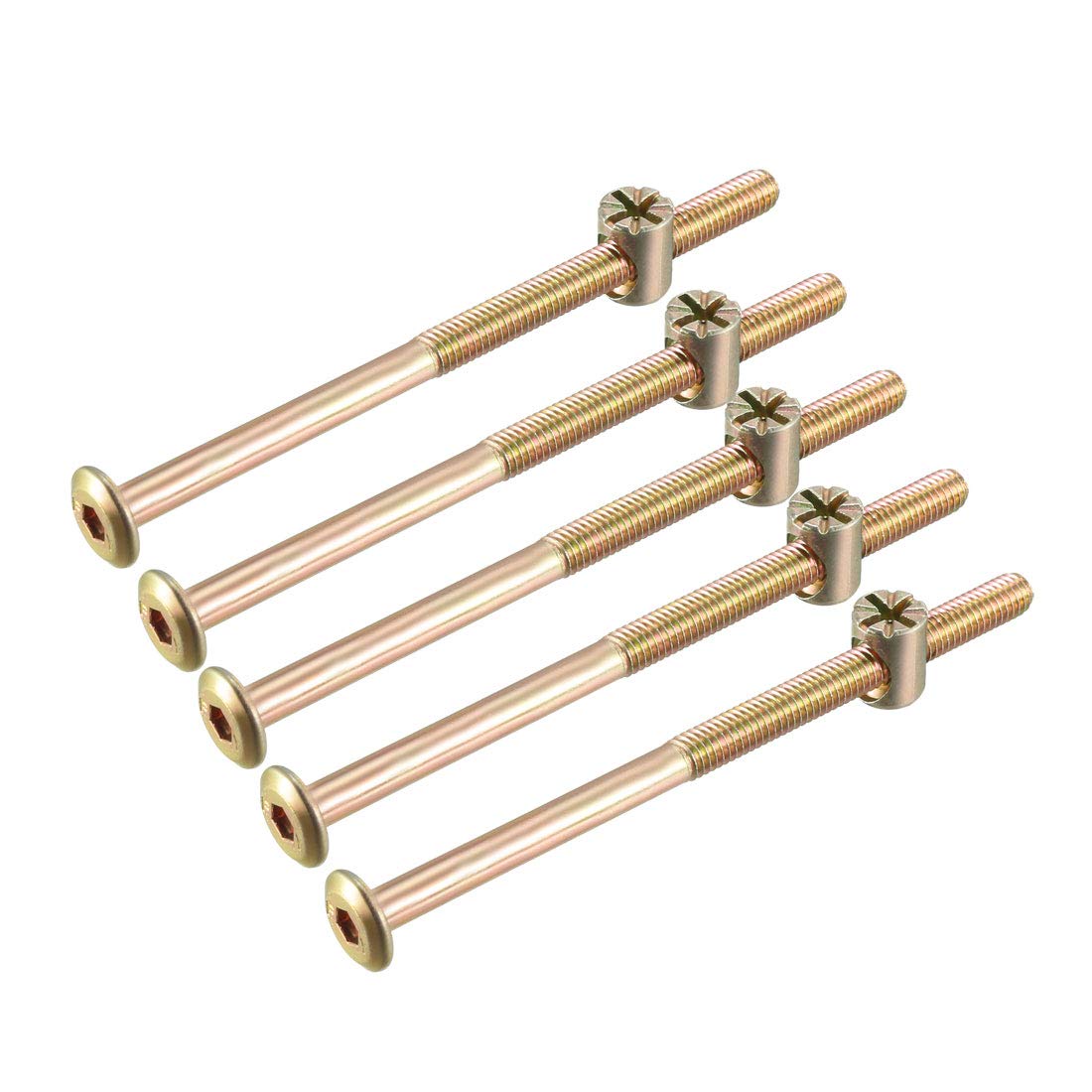 sourcing map M6x100mm Furniture Bolt Nut Set Hex Socket Screw 50mm Thread Length with Barrel Nuts for Beds Headboards Chairs 5 Sets