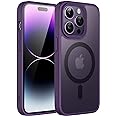 JETech Magnetic Case for iPhone 14 Pro Max 6.7-Inch Compatible with MagSafe, Translucent Matte Back Slim Shockproof Phone Cover (Deep Purple)