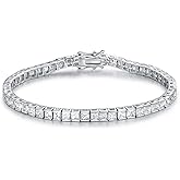 Gemsme White Gold Plated Square Bracelet for Women Classic Hypoallergenic 3.0mm Cubic Zirconia Tennis Bracelets 6.0/6.5/7.0/7.25/7.5/8.0 Inch