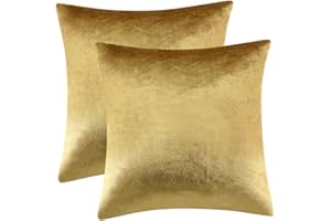 Luxury Velvet Pillow Covers 26x26, Set of 2 - Gold Brown Decorative Square Pillow Covers for Sofa & Bed..