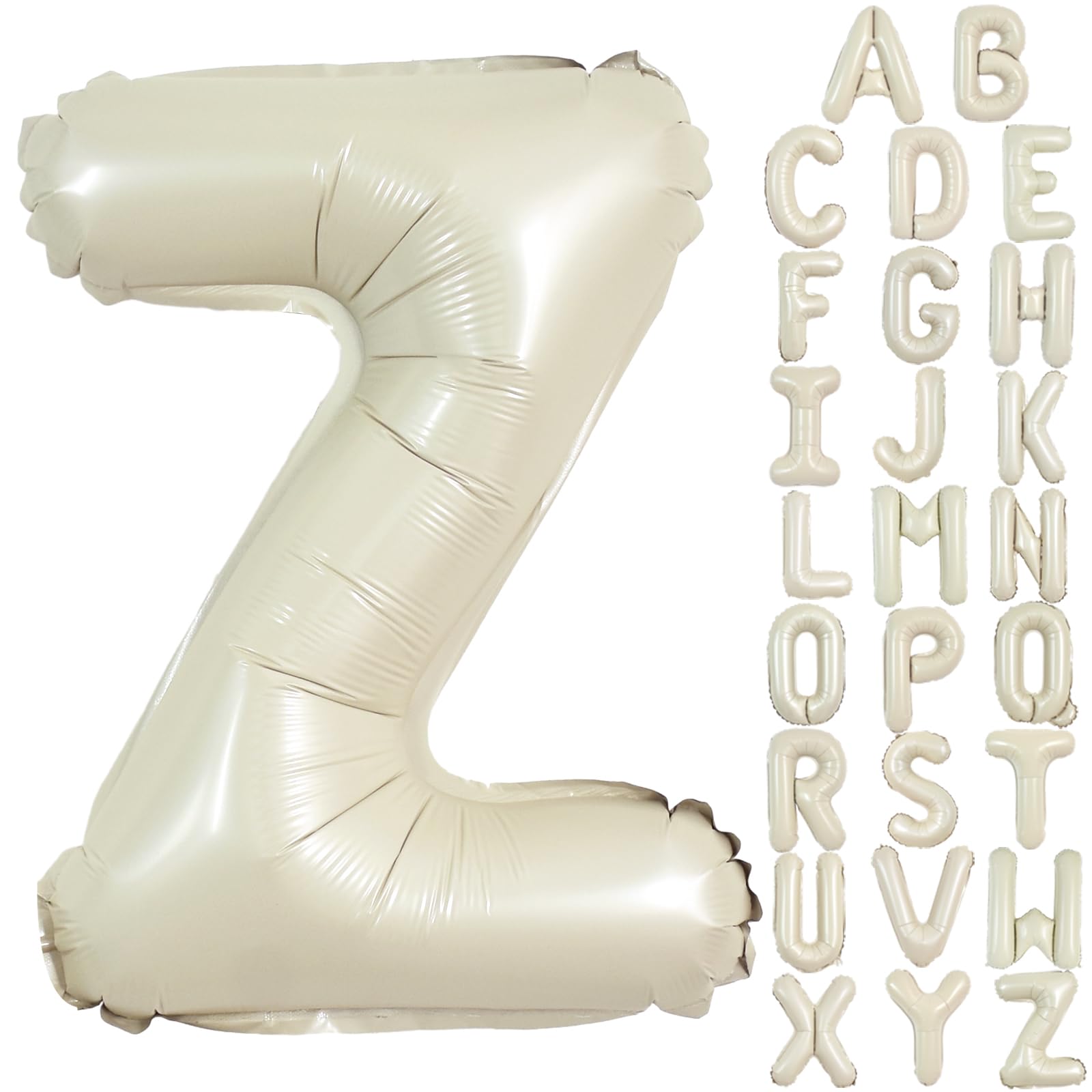 TONIFUL 40 Inch Large Cream White Letter Z Balloons Giant Alphabet Letter Balloons,Foil Mylar Big Balloons for 2026 Graduation Birthday Party,Anniversary,Baby Shower,Wedding Supplies Decorations