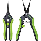 STAYGROW 2pcs 6.5" Pruning Shears for Gardening Ultra Sharp Garden Scissors | Plant Snips for Precise Cuts, Stainless Steel Bonsai Clippers with Spring Loaded, Garden Shears (1pc Straight &amp; 1pc Curved)