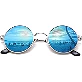 Pro Acme Small Round Polarized Sunglasses for Men Women Circle Retro Shades Metal Hippie Sunglasses UV400