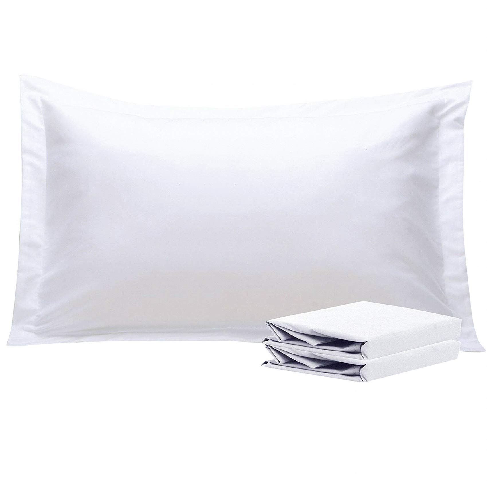 NTBAY 2 Pack 100% Brushed Microfiber Oxford Pillowcases, 1800 Super Soft and Cozy, Wrinkle, Fade, Stain Resistant King Oxford Pillow Cases | Hotel Quality Pillow Shams, 50x90 cm, White โ image 1