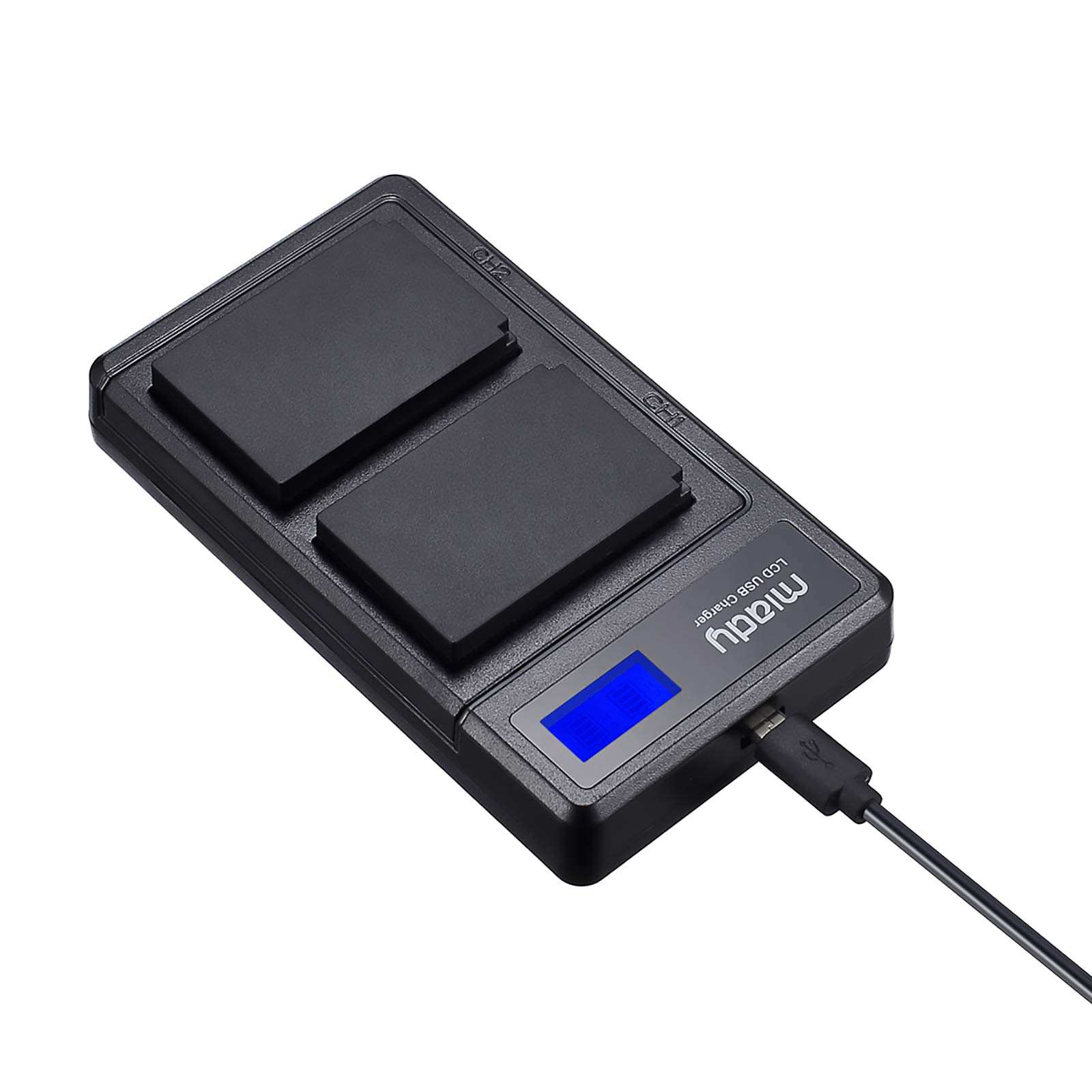 Miady 2 Pack LP-E12 Battery and Dual LCD Battery Charger Set Compatible with Canon Rebel SL1, EOS M100 100D M M2 M10, EOS KISS X7, EOS M50, 1350mAh/7.4V