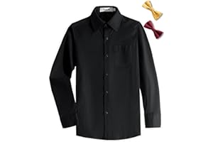 Aimehonpe Kids Boys Button Down Dress Shirt Long Sleeve Poplin Bow Tie Set