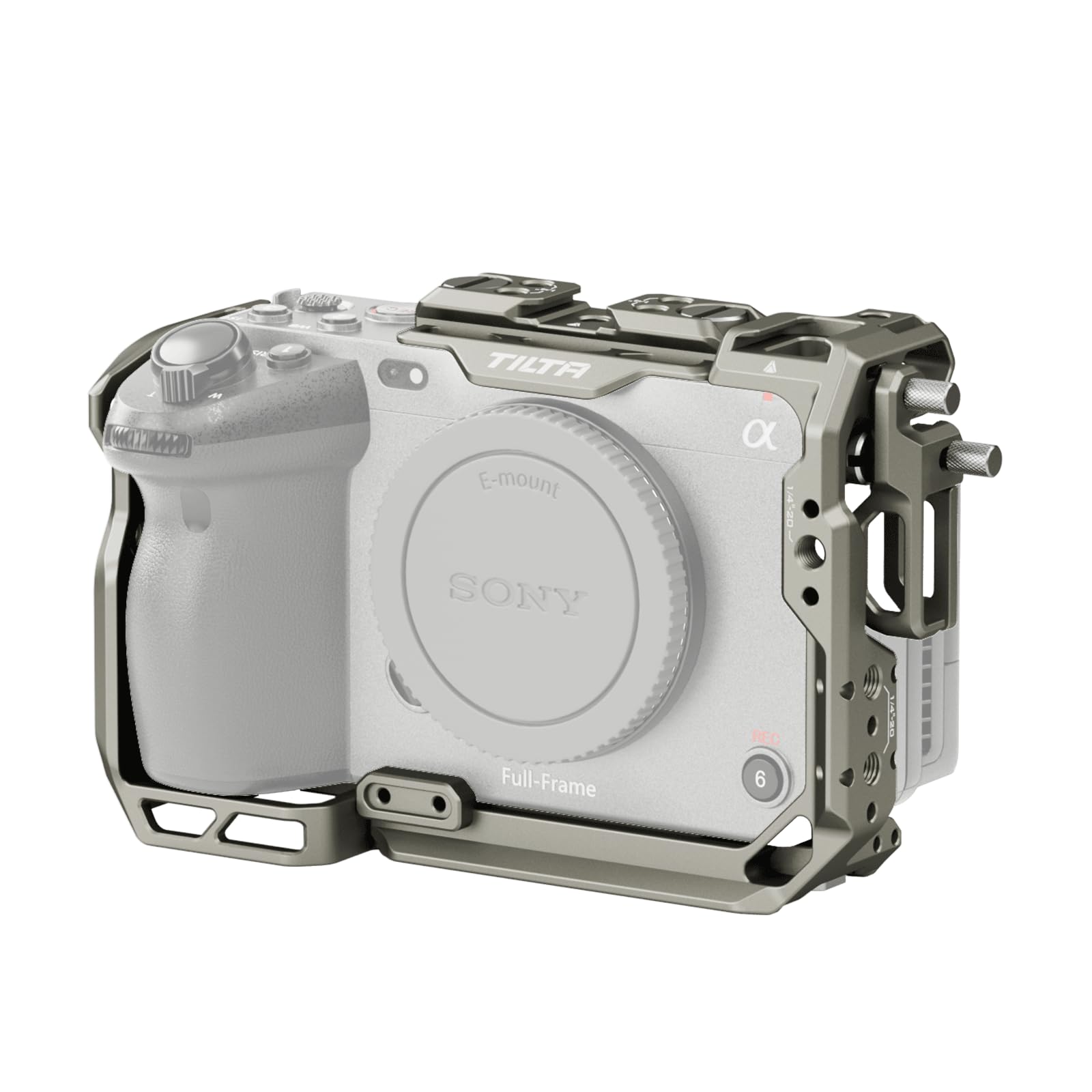Tilta FX3 FX30 Cage, Full Camera Cage Compatible with Sony FX30 FX3 with HDMI Cable Clamp Quick Release Plate Cold Shoe NATO Rail 1/4"-20 3/8"-16 Threads with Locating Pins-Titanium Gray TA-T16-FCC-TG