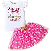ATCTBOGFS Toddler Baby Girls Birthday Princess Outfits Polka Dots Bubble Tulle Tutu Skirt Sets 2Pcs