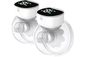 ABOBO Breast Pump Hands Free Wearable Portable Electric Breast Pump with 4 Modes & 12 Levels, Rechargeable & Smart Display Double Breastfeeding Pump, 24mm Flange, 2 Pack White+Grey