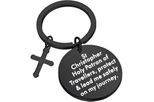 bobauna St Christopher Traveller Keychain Religious Safe Travel Gift