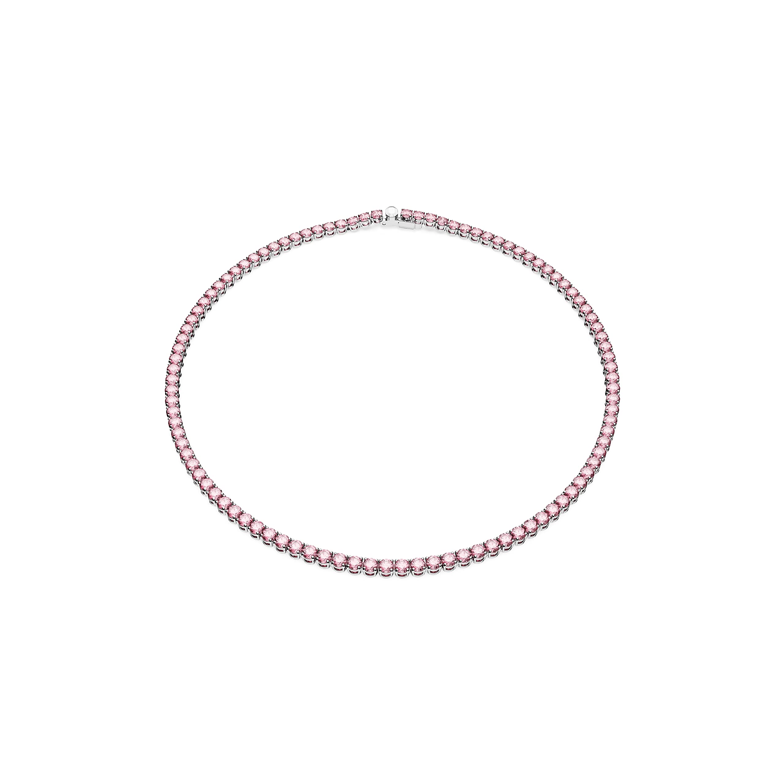 Swarovski Matrix Tennis Necklace with Bright Blue Crystals on a Rhodium Finished Setting