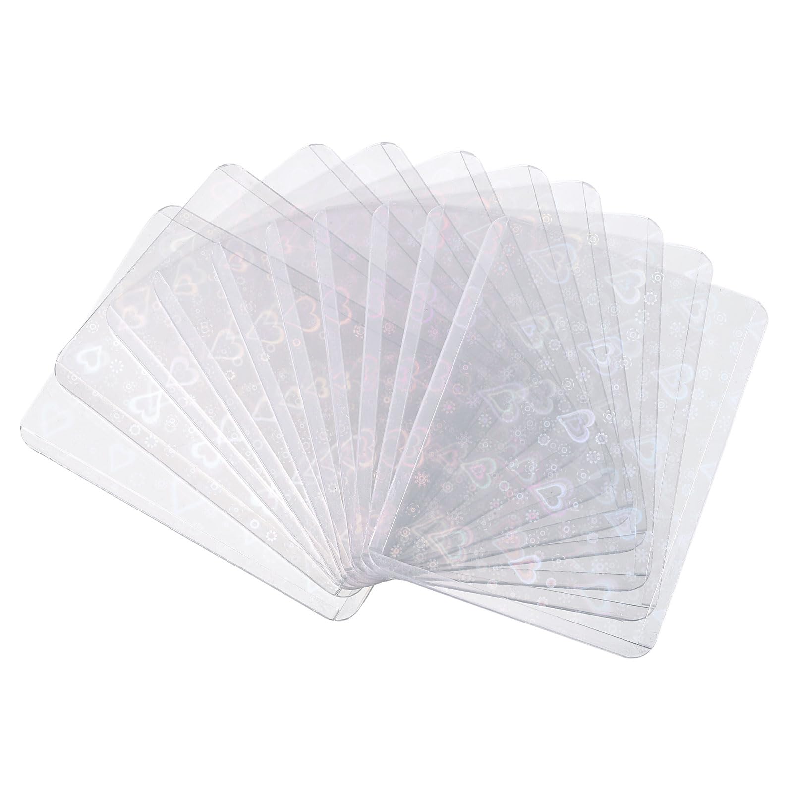 sourcing map 10Pcs Photocard Holder, Holographic Clear Card Sleeves, Photo Protector Shield Cover for Trading Cards Decoration, Top Opening Big Heart