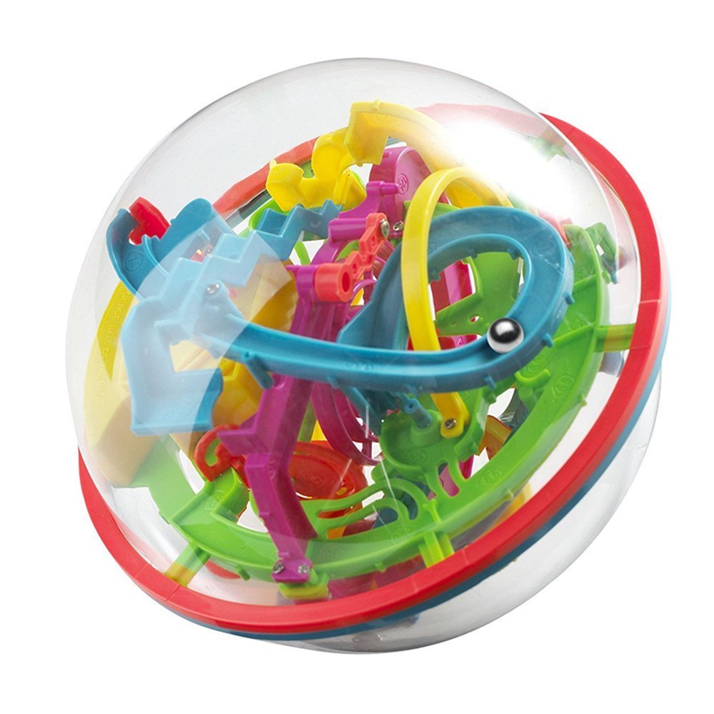 OFKPO 3D Maze Toy Age 3+, 100 Challenging Barriers Intellect Labyrinth Puzzle Maze Ball for Kids and Children Best Gift
