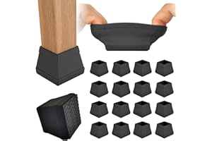 CHWM 16Pcs Non Slip Square Chair Leg Protector - Non Skid Furniture Grippers, Anti-Slip Silicone Furniture Feet Caps, (Black, Fit:1.26-1.54").