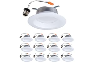 HALO LTE 4 Inch LED Recessed Lighting, 12 Pack, Dimmable Baffle Trim Retrofit Can Lights, 3000K Bright White, 8W=65W, 620 Lum